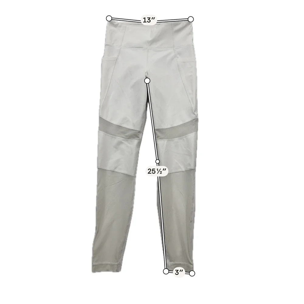 Athleta Leggings Salutation Stash Pocket Mesh Panel White Women S 281528